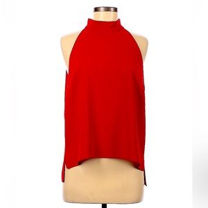 Zara Sleeveless Mock Turtleneck with zipper closure in red